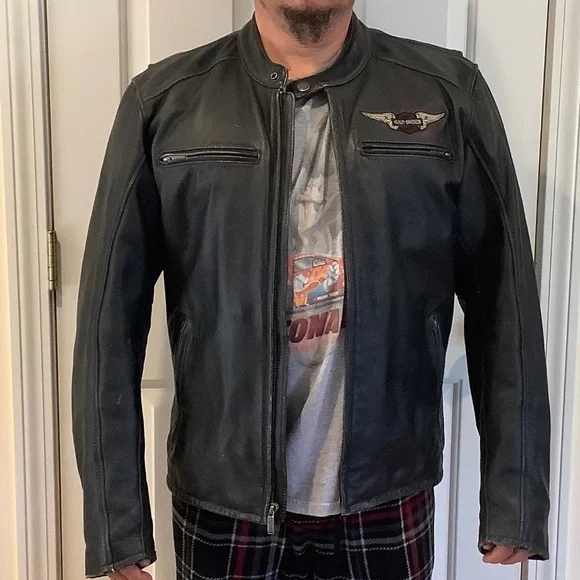 Genuine Harley Davidson Men’s Large black leather riding jacket - Picture 2 of 16